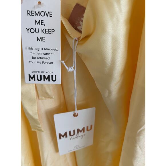 Show Me Your Mumu Anderson Maxi Dress in Pale Yellow Luxe Satin XXL NWT - Picture 8 of 9